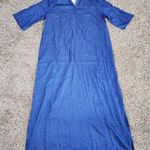 La Mode | Blue 1/2 Sleeve Denim Style Midi Dress Photo 0