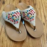 The Sak  Shana‎ Rainbow Wood Beaded Hand Crochet Sandals Size 6 Boho Thong Photo 0