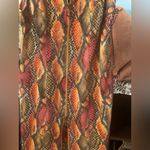 Cache Vintage Caché Red Orange Snakeskin Bodycon Dress | Y2K Sexy Clubwear Zip Mini M Photo 5