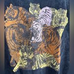Free People VINTAGE CANVAS OVERSIZED BLACK MINERAL WASH TIGER TEE SZ SMALL EUC Photo 3
