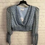 Storia New blue floral cottagecore cropped blouse Medium boho hippie chic Photo 6