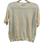 Bianco & Blu Butter Yellow Short‎ Sleeve Sweater Wool Cashmere Blend Size Large Photo 0