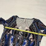 Free People  Pick A Place Bodysuit Long Sleeve Sz XS Midnight Combo Blue Pattern Photo 4