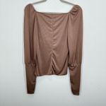 Free People Intimately  Size Large Ciao Bella Long Sleeve Ruched Top Brown Ribbed Photo 8
