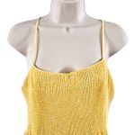 Lush Clothing Lush Yellow & White Dotted Peplum Smocked Tank Top – Size Medium Photo 3