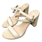 BP Sandals Womens Size 6.5 Light tan Ankle Strap Leather Open Toe Block Heel Photo 0