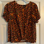 Miss Chievous Orange Shirt Cheetah Print Women’s with Twist Knot Photo 0