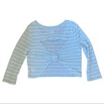 Cooperative  Open Back Scalloped Aqua Light Blue striped bow white top Si… Photo 14