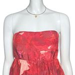 Banana Republic 100% Silk Y2K Red Floral Babydoll Strapless Top S/M Sz8 Romantic Photo 5