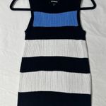 EXPRESS  Colorblock Knit Dress - Black, White, Blue Size M Photo 0