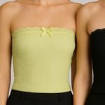 SheIn  Lace Trim Tube Tops Black and Light Green Photo 0