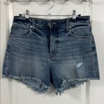 Evereve  Blue Jean Shorts with Distressed Frayed Hem 4” Inseam Photo 0