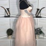 Forever 21 NWT Midi Corset Dress Satin Tiered Tulle Champagne/Blush Pink L Photo 5