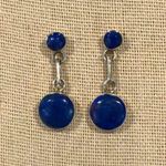 Sterling Silver LAPIS LAZULI 950 Drop Dangle Earrings Photo 2