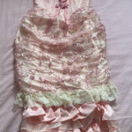 Lacemade Pink Ruffled Victorian Bustle Lace Dress Size M Photo 0