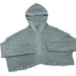 Urban Outfitters Jacket Womens Small Blue Rhode Distressed Hooded Cardigan Crop Photo 1