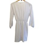 Fraiche By J Womens Surplice 3/4 Sleeve Tie Front‎ Mini Dress White Medium NWT Photo 4