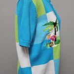 Breckenridge turquiose neon checkerboard embroidered cardigan size lp Photo 4