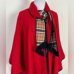 VINTAGE DAVID BARRY Red Reversible Wool Cape Size undefined Photo 2