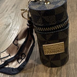 Checkered Cylinder Keychain with Scarf Accent Black Photo 0