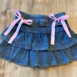 Source Unknown Ruffled Denim Skort with Pink Bows Juniors S Photo 0