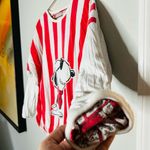 Vintage Red White Striped Double Sided Snoopy Reversible Sweatshirt Size Large Photo 5