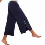 Aerie  Navy Blue Wide Leg Side Snap Cropped Coulotte Sailor Pants Size Medium Photo 0