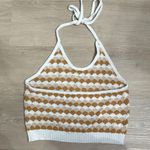Willow & Wind White and Brown Knit Halter Sweater Size Medium Photo 5