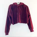 Urban Outfitters  Hoodie Plum Sherpa/ Teddy Cropped Hoodie Sz M NWT Fleece Cozy Photo 2