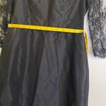 Rickie Freeman Teri jon black dress size 6 lace sleeves silk dress Photo 9