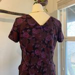 Vintage 1960s Purple Floral Short Sleeve Cut Out Pockets Midi Dress Size Medium Photo 4