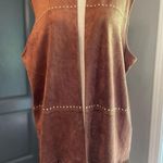 Brown with Gold Studded Festival Boho Fringe Vest Size L Photo 0