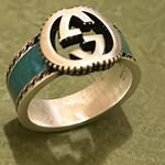 Gucci Interlocking G Turquoise Enamel Ring 14mm AG925 Photo 5