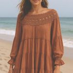 Free People 💖  Tiered Long Sleeve Crochet Mini Dress Photo 1
