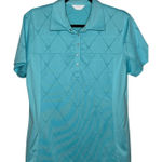 Callaway  Size Large Blue Pearl Snap Short Sleeve Polo Shirt Golf Pickleball Photo 0