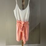 &merci & Merci White & Peach Summer Romper Womenโs Size Medium Photo 2