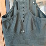 Alo Yoga ALO Seamless Open Air Racerback sports bra Tank top olive green cropped Photo 7