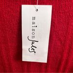 Maison Jules Large Red Long Sleeve Red & White Sweater Ribbed w/Scallop Neckline Photo 11