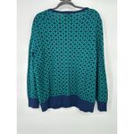 Lands' End  Cardigan Sweater Womens 1X Geometric Button Supima Cotton Blue Green Photo 3