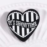 NWT Black & White Stripe IT’S SHOWTIME Heart Shape Enamel Lapel Pin Brooch🖤🖤🖤 Photo 2