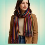 Boho Rainbow Knit Fringe Wool Blend Striped Knitting Inn One Size Purple Photo 1