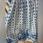 Anthropologie Block print Maxi dress vneck puff sleeve bump friendly tie front farmers market Photo 10