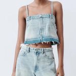 ZARA NWT  Denim Cropped Tank Top in Blue - XS Photo 0
