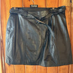 wilson's leather  Maxima Vintage Belted Mini Skirt Size 14 Black 90s‎ Y2K Grunge Photo 0