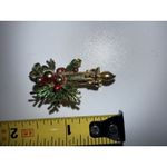 Vintage Fabulous ST‎ LABRE signed Christmas candle Brooch Pin Holly Berry Photo 3
