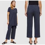 Eileen Fisher Tencel Ribbed Wide Leg Pull On Pants Size M Blue Lounge Stretch Photo 1