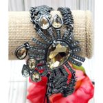 Ann Taylor NWT  Statement Bracelet Gun Metal Multi Strand Crystal Accents Toggle Photo 10