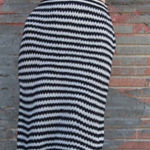 POL NEW‼️ Black & White Striped Crochet Midi Skirt, Medium Photo 0