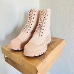 Free People  Camp Out Canvas Combat Boot, Natural, Tan/Pink, Size 8, NWT‎ Photo 6