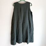Flax 100% Linen Tank Dress Relaxed Fit Asymmetrical Hem Medium Green Photo 1